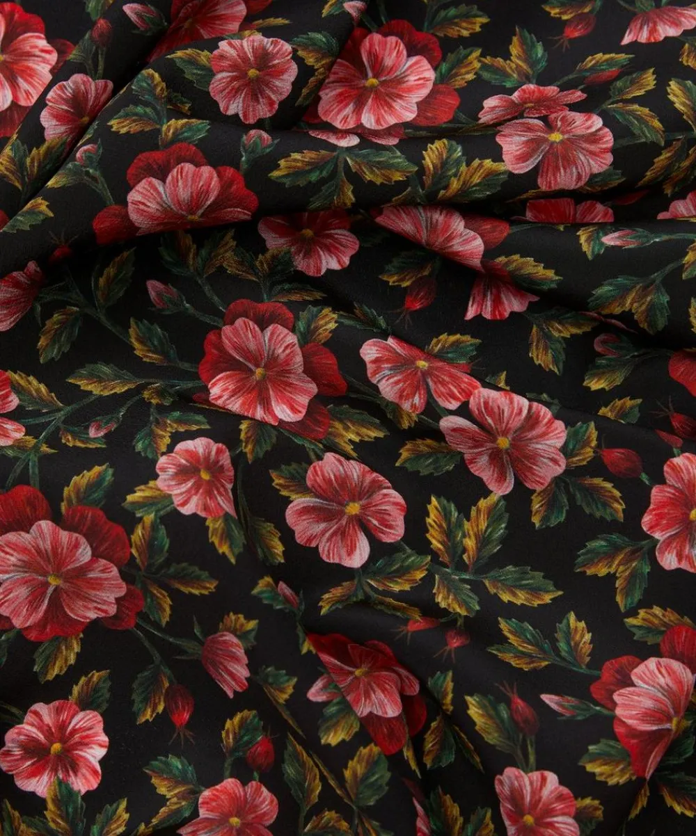 Liberty Fabrics Crepe De Chine^Embroidered Botanical Crepe de Chine