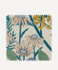 Liberty Interiors Furnishing Fabrics^Fabric Swatch - Faria Flowers Wycombe Linen in Lapis