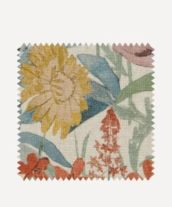 Liberty Interiors Furnishing Fabrics^Fabric Swatch - Faria Flowers Wycombe Linen in Lichen
