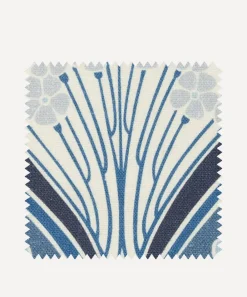 Liberty Interiors Furnishing Fabrics^Fabric Swatch - Ianthe Bloom Multi Ladbroke Linen in Lapis
