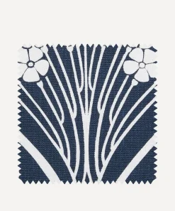 Liberty Interiors Furnishing Fabrics^Fabric Swatch - Ianthe Bloom Stencil Chiltern Linen in Pewter