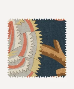 Liberty Interiors Furnishing Fabrics^Fabric Swatch - Palampore Trail Landsdowne Linen in Pewter Blue