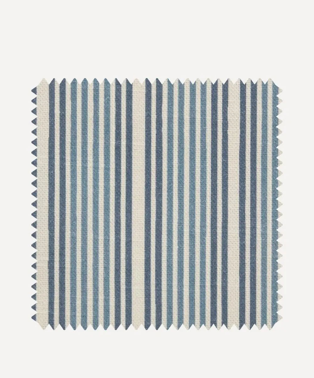 Liberty Interiors Furnishing Fabrics^Fabric Swatch - Regent Stripe Cotton in Lapis