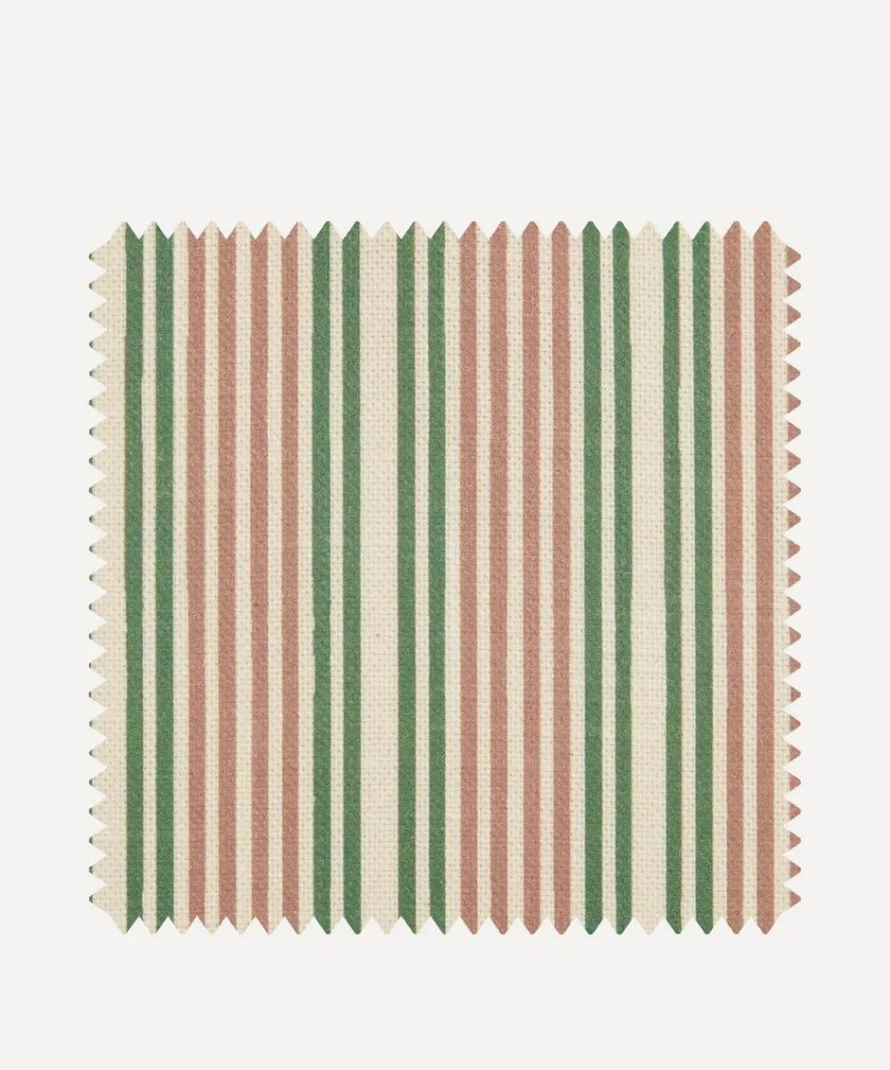 Liberty Interiors Furnishing Fabrics^Fabric Swatch - Regent Stripe Cotton in Fern Pink