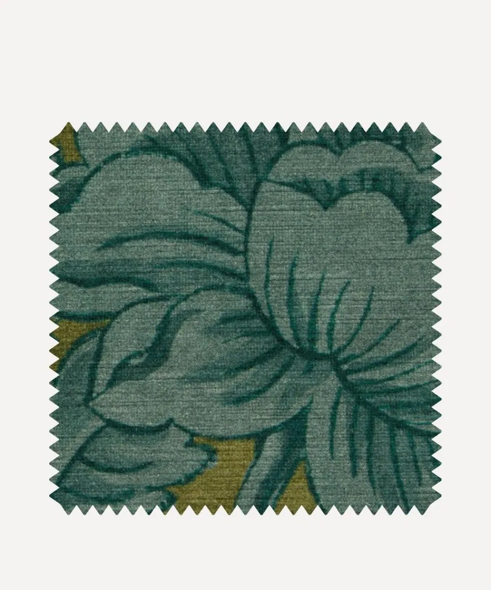 Liberty Interiors Furnishing Fabrics^Fabric Swatch - Sambourne Vine Downley Velvet in Kelp