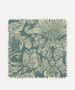 Liberty Interiors Furnishing Fabrics^Fabric Swatch - Strawberry Meadowfield Ladbroke Linen in Lichen