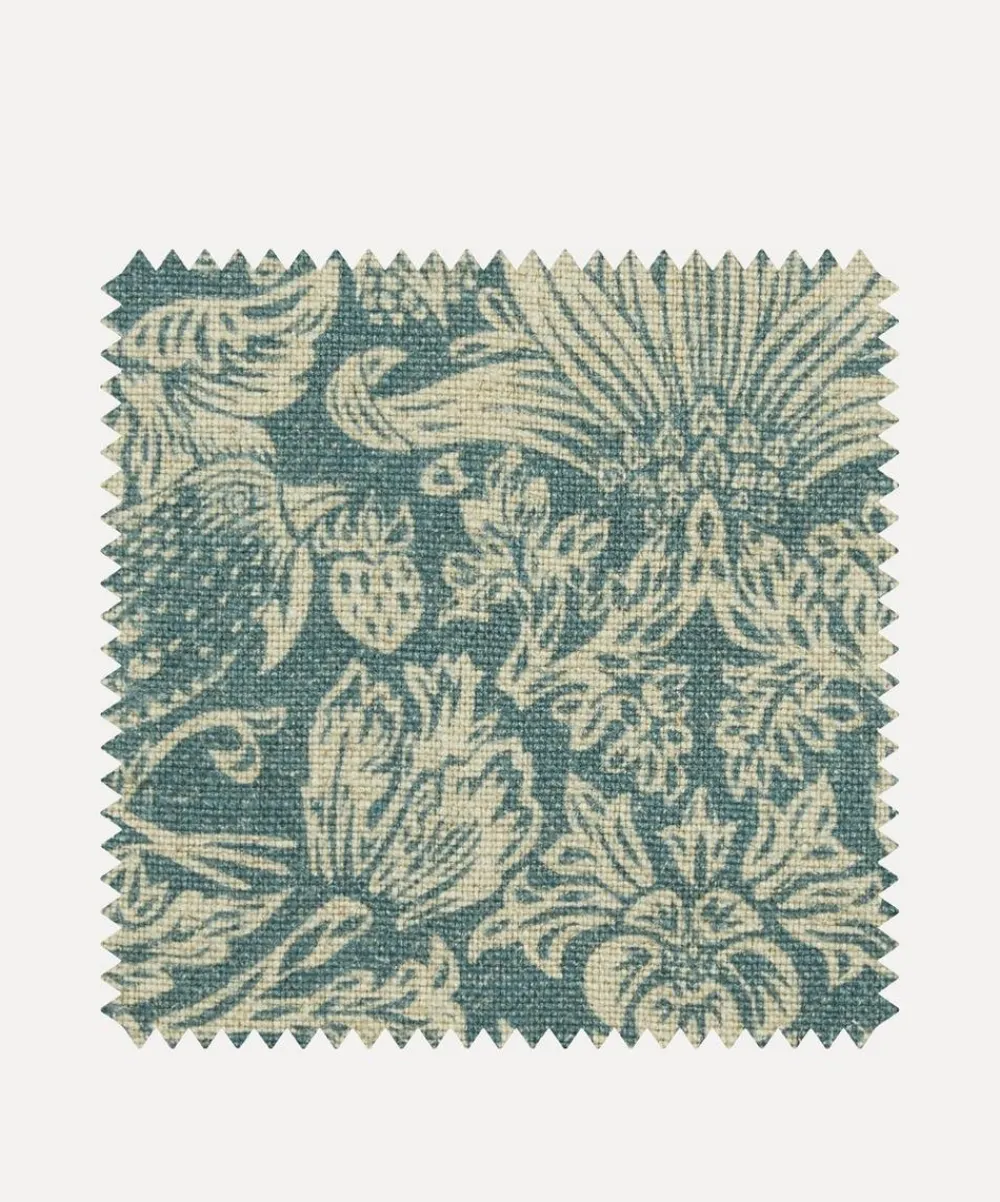 Liberty Interiors Furnishing Fabrics^Fabric Swatch - Strawberry Meadowfield Ladbroke Linen in Lichen