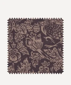 Liberty Interiors Furnishing Fabrics^Fabric Swatch - Strawberry Meadowfield Ladbroke Linen in Dragonfly