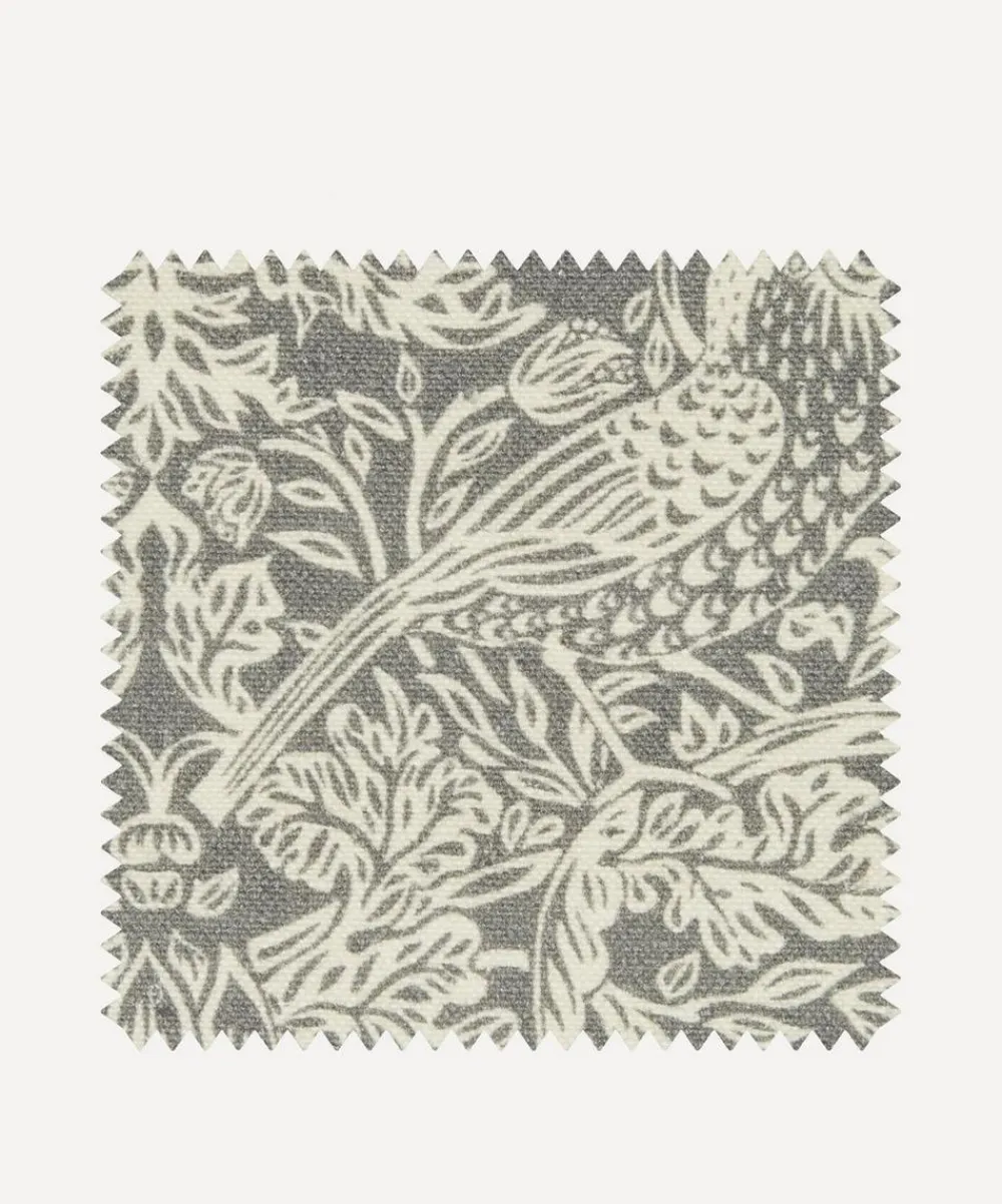Liberty Interiors Furnishing Fabrics^Fabric Swatch - Strawberry Meadowfield Emberton Linen in Pewter
