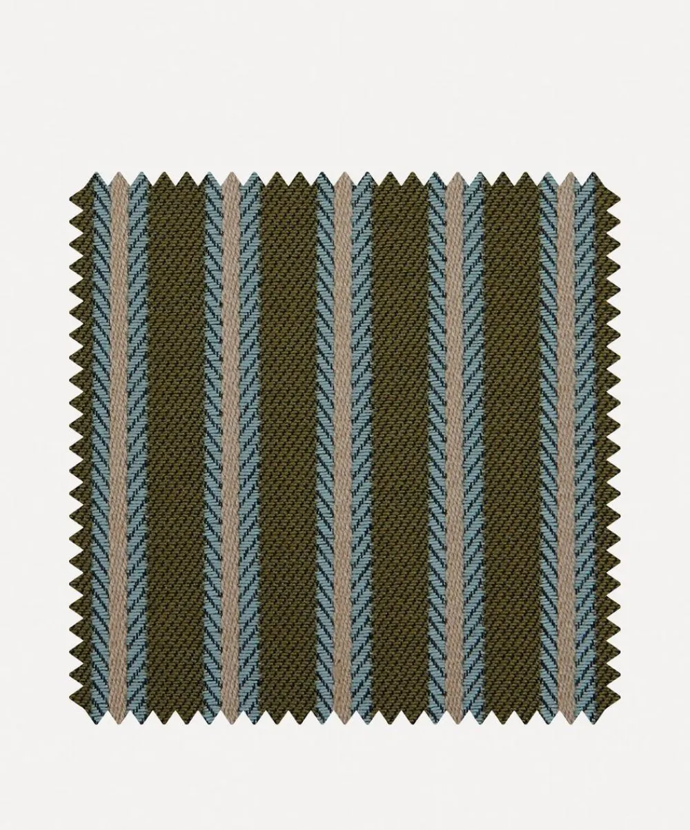 Liberty Interiors Furnishing Fabrics^Fabric Swatch - Twill Stripe in Kelp