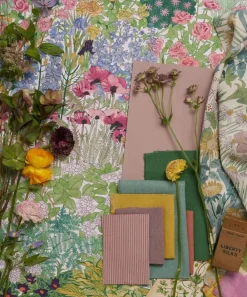 Liberty Interiors Furnishing Fabrics^Faria Flowers Wycombe Linen in Lichen