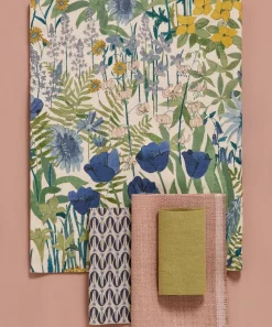 Liberty Interiors Furnishing Fabrics|Furnishing Fabrics^Faria Flowers Wycombe Linen in Lapis