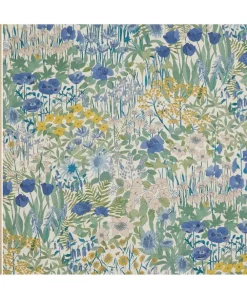Liberty Interiors Furnishing Fabrics|Furnishing Fabrics^Faria Flowers Wycombe Linen in Lapis
