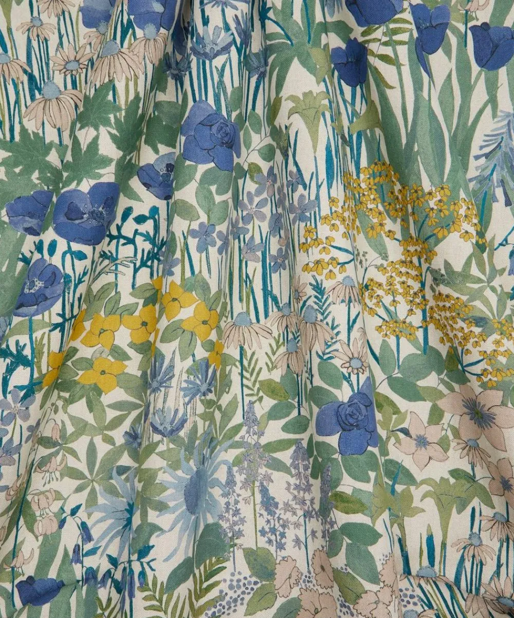 Liberty Interiors Furnishing Fabrics|Furnishing Fabrics^Faria Flowers Wycombe Linen in Lapis
