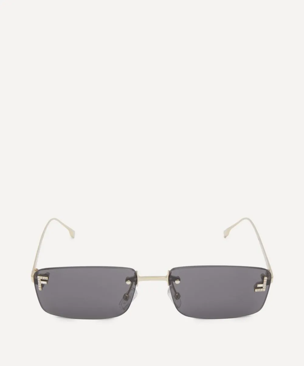 Fendi Sunglasses & Glasses^First Crystal Logo Rectangular Sunglasses