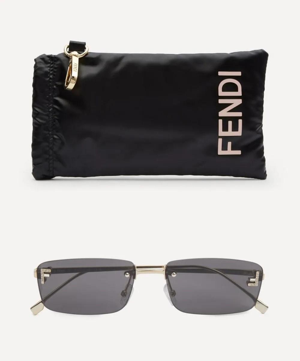 Fendi Sunglasses & Glasses^First Crystal Logo Rectangular Sunglasses