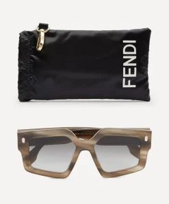 Fendi Sunglasses & Glasses^Roma Hexagonal Havana Acetate Sunglasses
