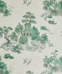 Liberty Interiors Wallpaper|Wallpaper^Floating Palace Linen Wallpaper in Jade