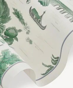 Liberty Interiors Wallpaper|Wallpaper^Floating Palace Linen Wallpaper in Jade