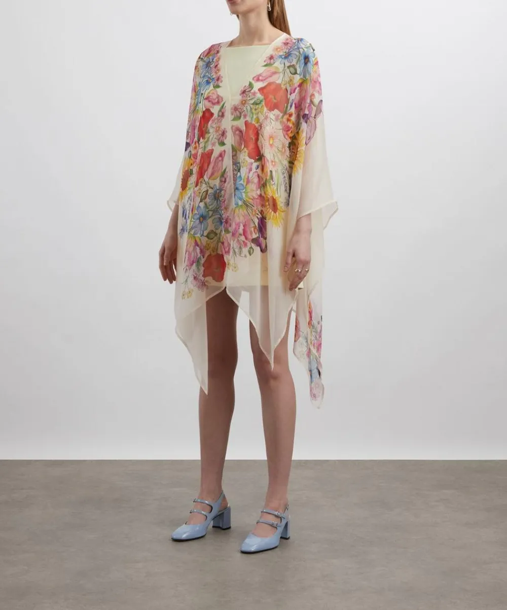 Liberty Scarves^Floral Muse 140x165 Silk Chiffon Cape