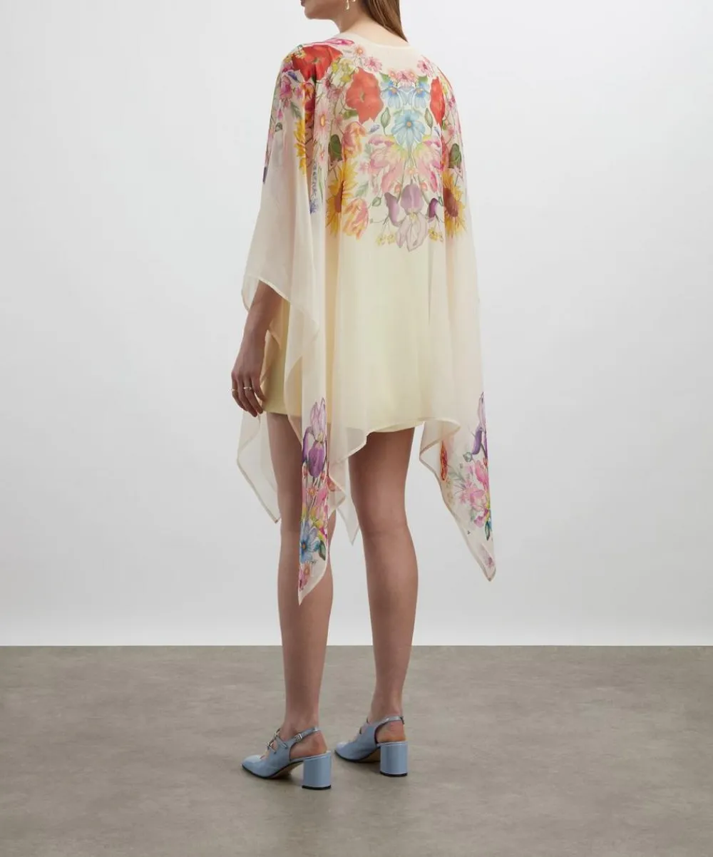 Liberty Scarves^Floral Muse 140x165 Silk Chiffon Cape