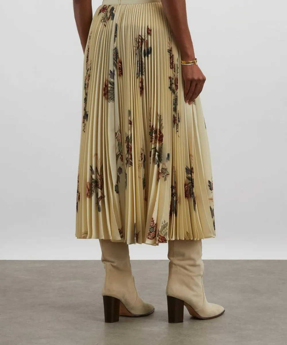 Etro Skirts^Floral Pleated Sable Midi Skirt