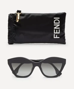 Fendi Sunglasses & Glasses^Geometric Cat-Eye Black Acetate Sunglasses