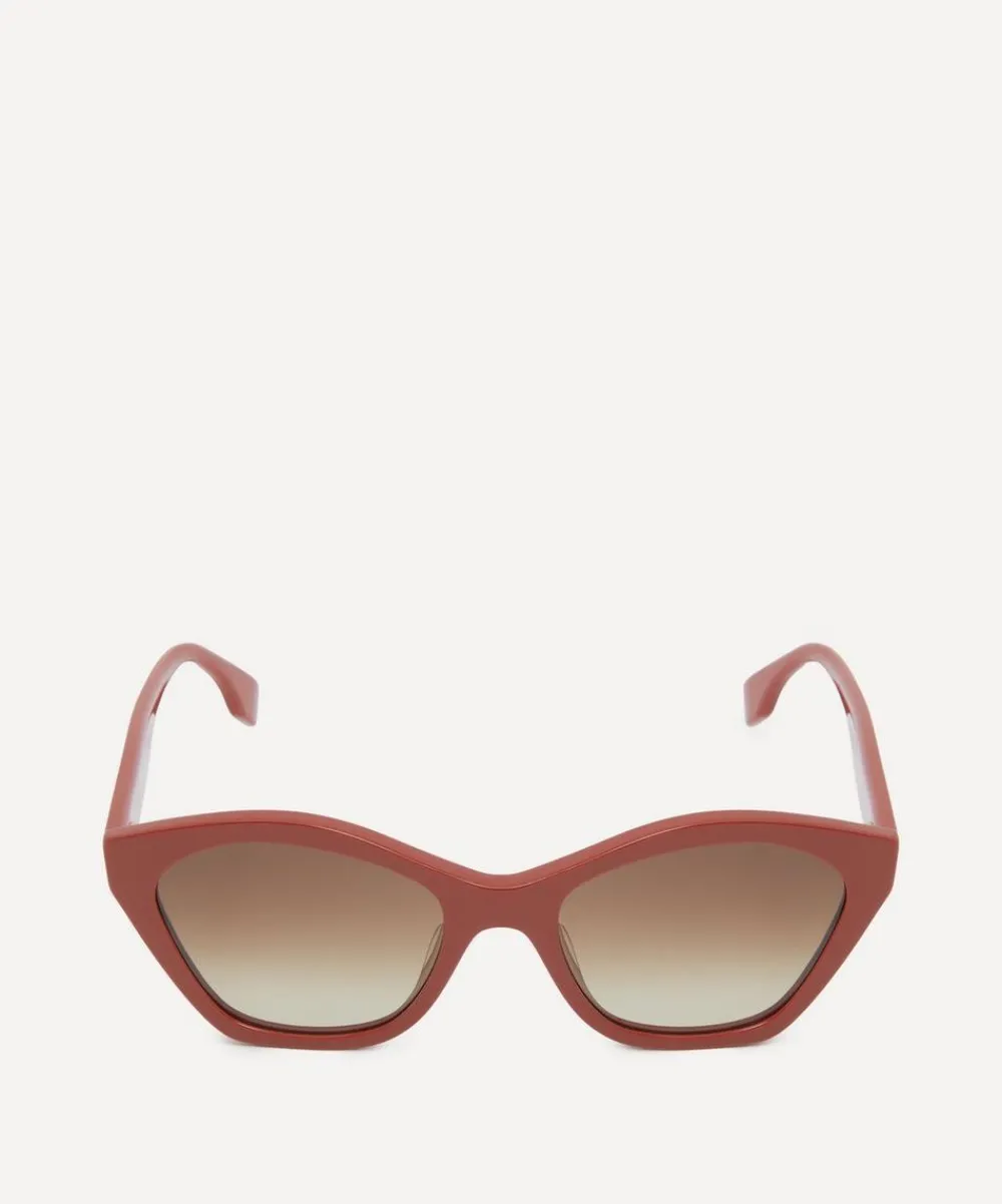Fendi Sunglasses & Glasses^Geometric Cat-Eye Brown Acetate Sunglasses