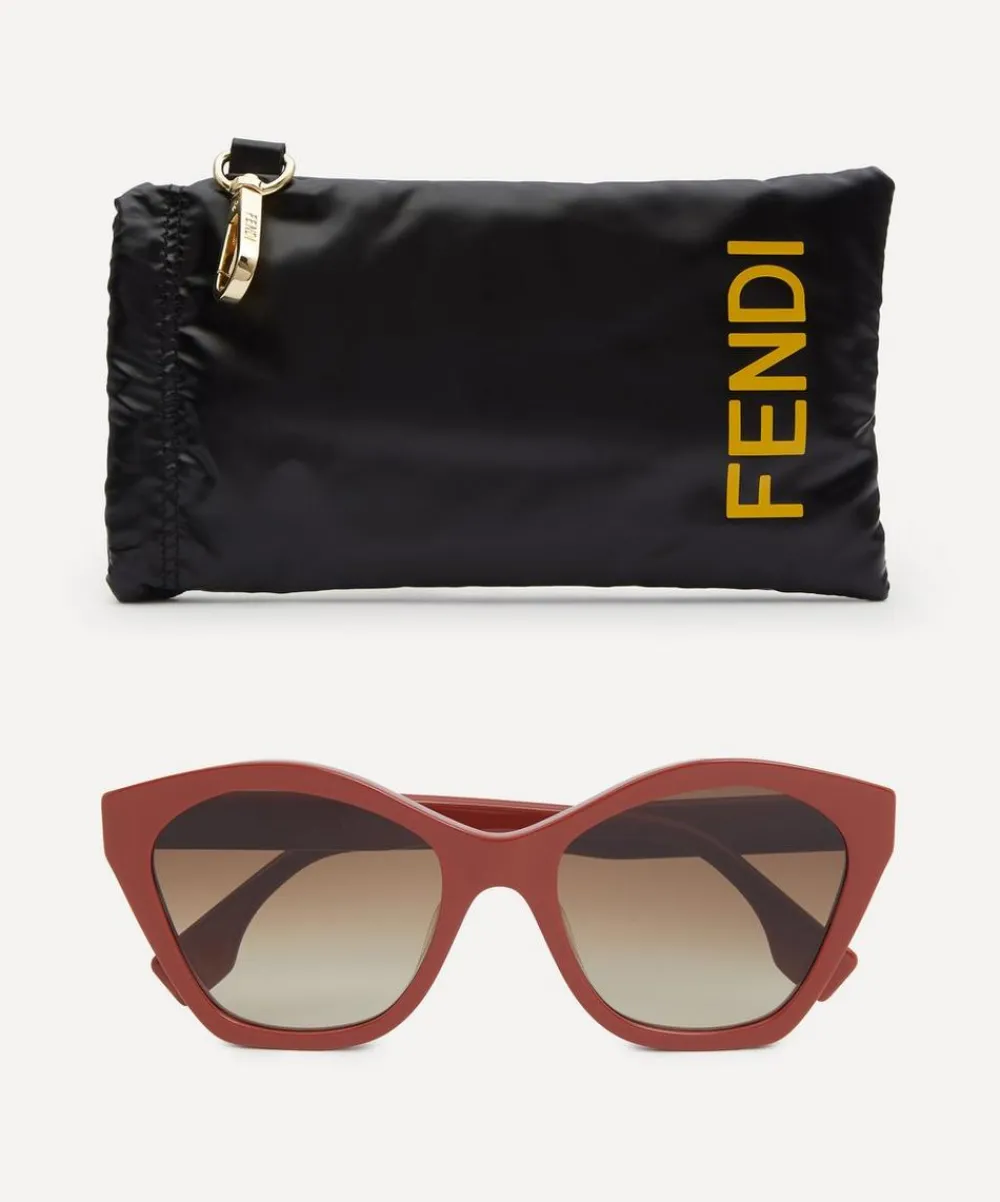 Fendi Sunglasses & Glasses^Geometric Cat-Eye Brown Acetate Sunglasses