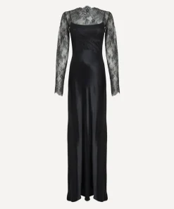 Alberta Ferretti Dresses^Glossy Satin and Lace Long Dress