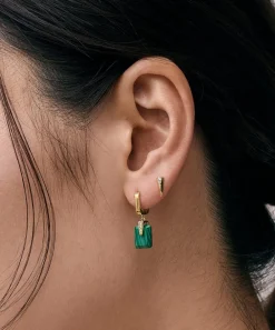 Astley Clarke Earrings^Gold Deco Malachite Huggie Drop Earrings