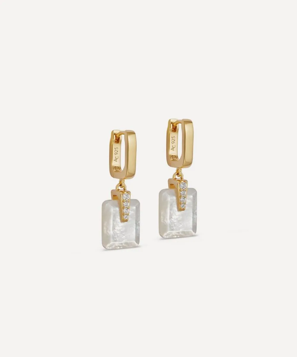 Astley Clarke Earrings^Gold Deco Mother of Pearl Huggie Drop Earrings