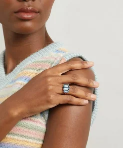 Dinny Hall Rings^Gold Plated Vermeil Silver Trinny Trilogy Blue Topaz Ring