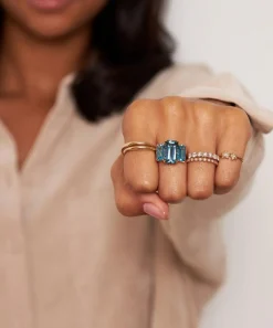 Dinny Hall Rings^Gold Plated Vermeil Silver Trinny Trilogy Blue Topaz Ring