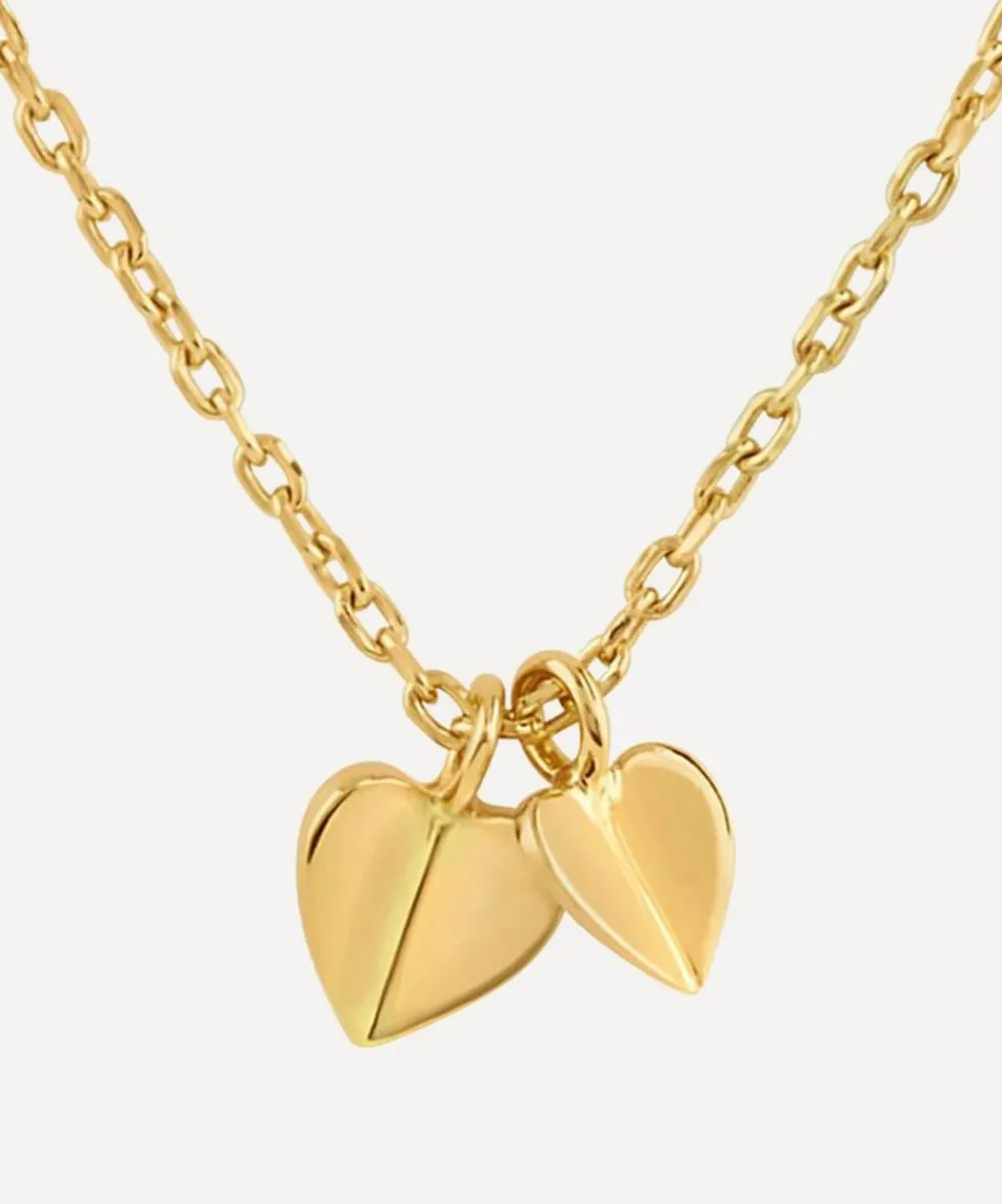 Dinny Hall Necklaces^Gold Plated Vermeil Silver Bijou Folded Heart Duo Pendant Necklace