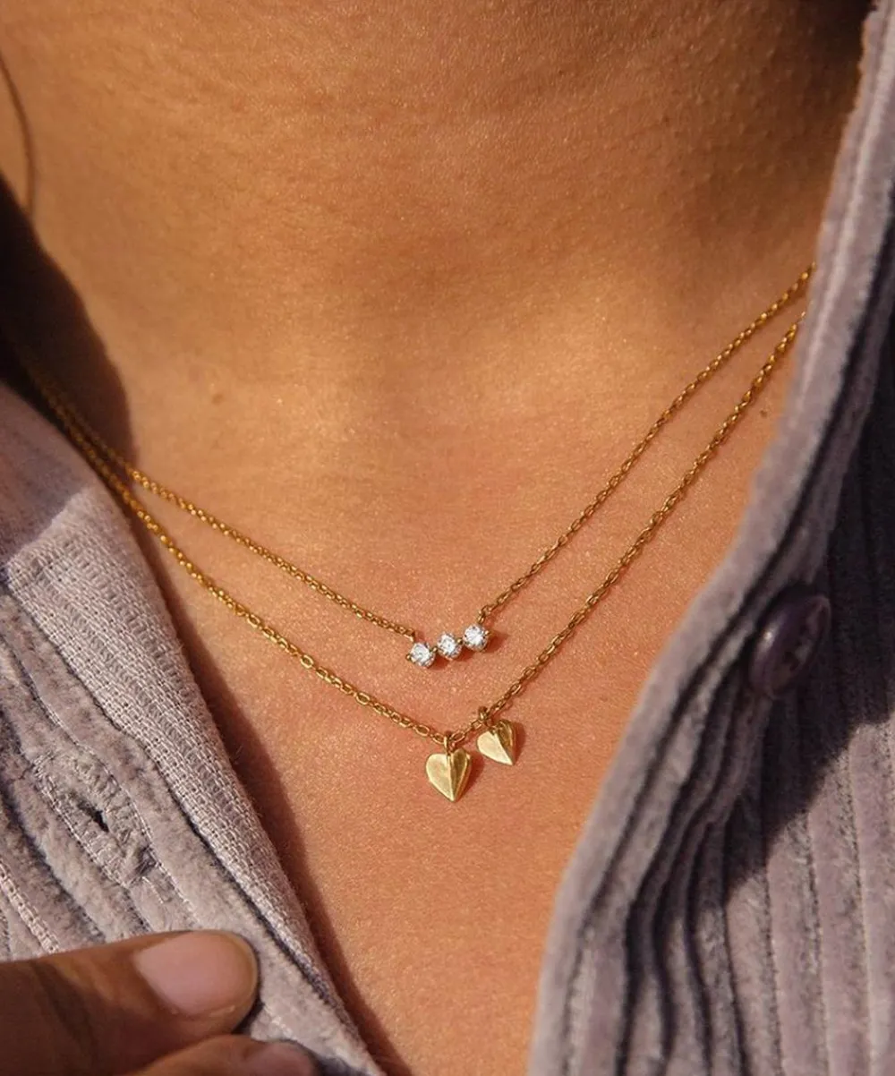 Dinny Hall Necklaces^Gold Plated Vermeil Silver Bijou Folded Heart Duo Pendant Necklace
