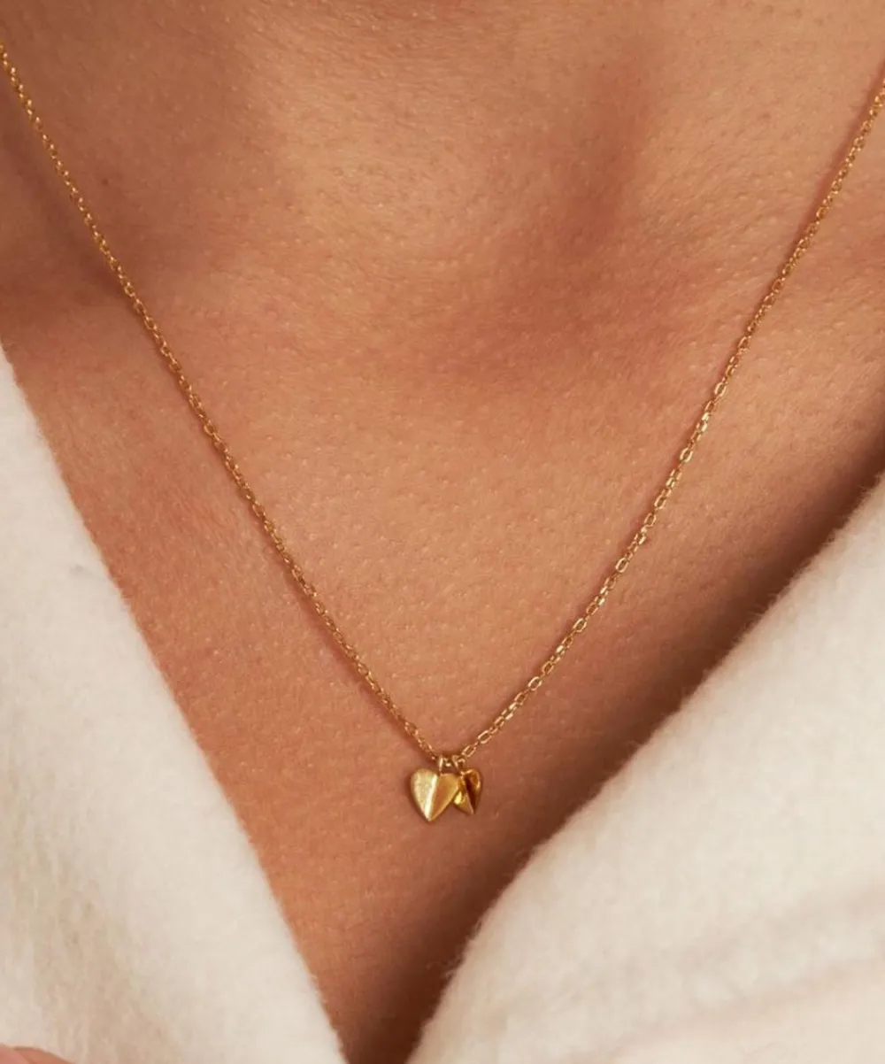 Dinny Hall Necklaces^Gold Plated Vermeil Silver Bijou Folded Heart Duo Pendant Necklace