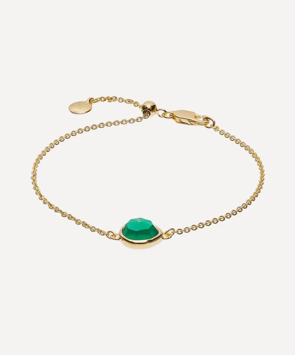 Monica Vinader Bracelets^Gold Plated Vermeil Silver Green Onyx Siren Fine Chain Bracelet