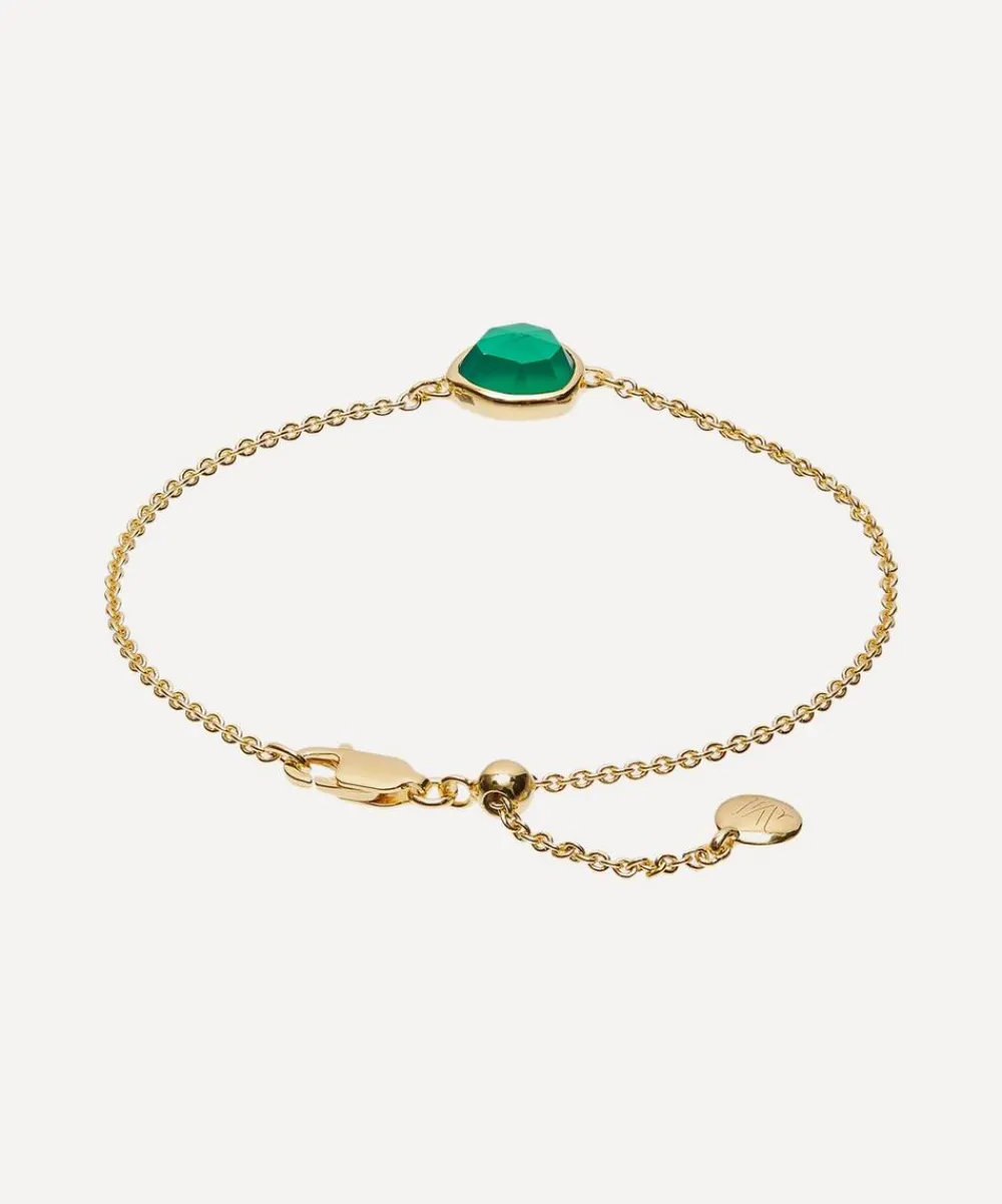 Monica Vinader Bracelets^Gold Plated Vermeil Silver Green Onyx Siren Fine Chain Bracelet