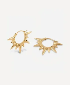 Dinny Hall Earrings^Gold Plated Vermeil Silver Sunbeam Fanny Half-Sun Hoop Earrings