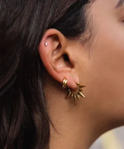 Dinny Hall Earrings^Gold Plated Vermeil Silver Sunbeam Fanny Half-Sun Hoop Earrings