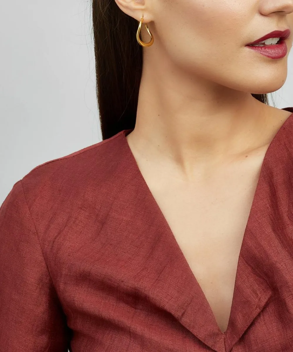 Dinny Hall Earrings^Gold Plated Vermeil Silver Wave Small Hoop Earrings