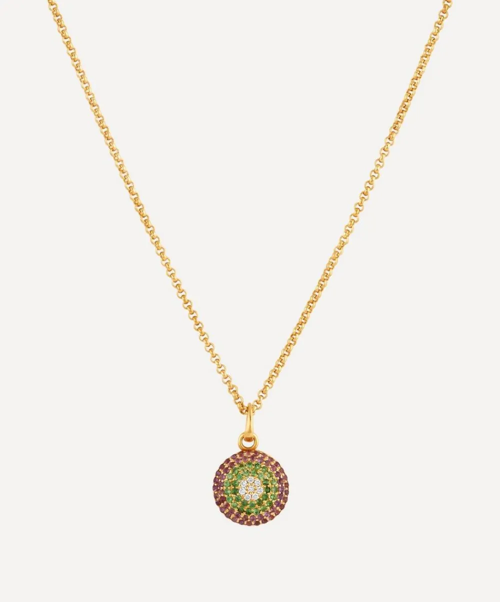 Dinny Hall Necklaces^Gold Plated Vermeil Silver Suffragette Pavé Gemstone Locket Necklace