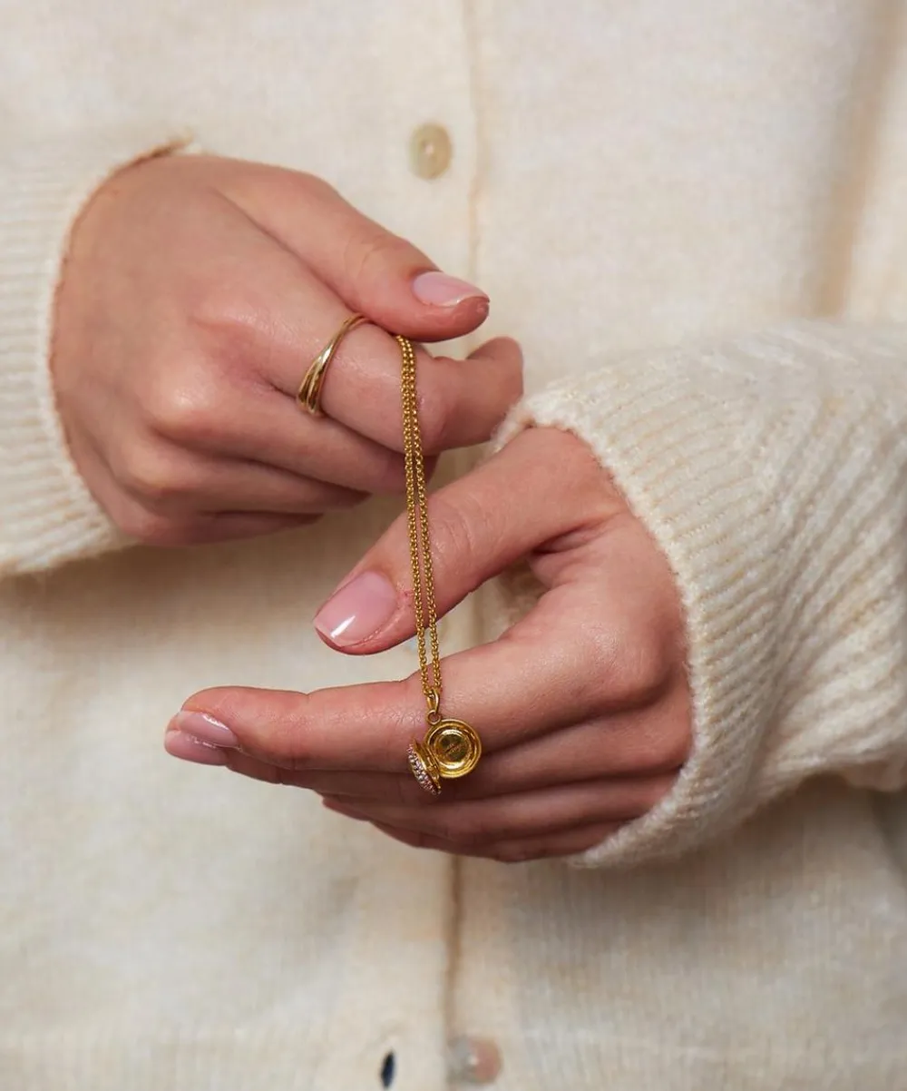 Dinny Hall Necklaces^Gold Plated Vermeil Silver Suffragette Pavé Gemstone Locket Necklace