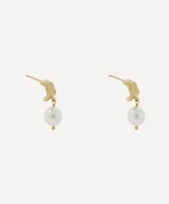Alex Monroe Earrings^Gold-Plated Bark Huggie Hoop Earrings