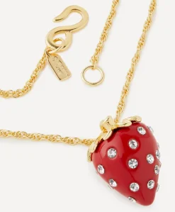 Kenneth Jay Lane Necklaces^Gold-Plated Crystal Resin Strawberry Pendant Necklace