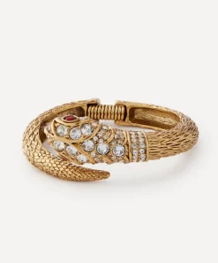 Kenneth Jay Lane Bracelets^Gold-Plated Crystal Snake Hinged Bracelet