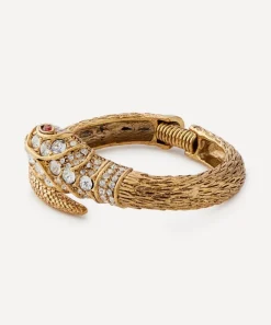 Kenneth Jay Lane Bracelets^Gold-Plated Crystal Snake Hinged Bracelet