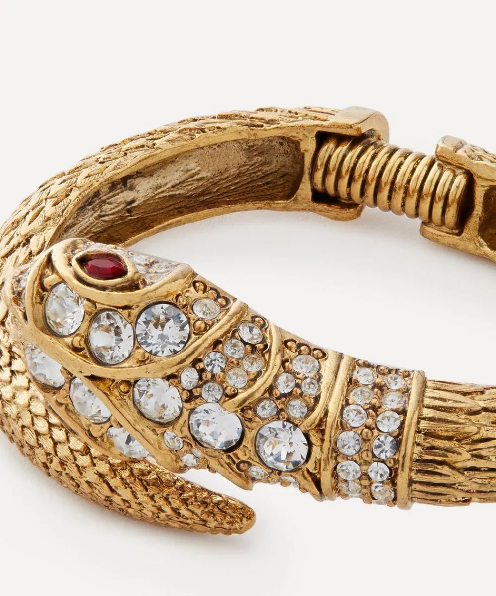 Kenneth Jay Lane Bracelets^Gold-Plated Crystal Snake Hinged Bracelet