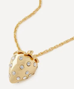 Kenneth Jay Lane Necklaces^Gold-Plated Crystal Strawberry Pendant Necklace